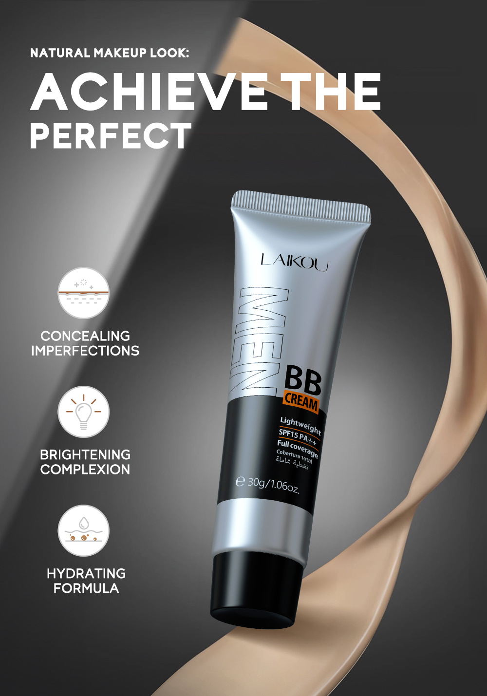 temu Edition Laicome Men's bb Cream 30g (Tube) in multiple colors to choose from, a cosmetic manufacturer for concealing and brightening skin tone undefined