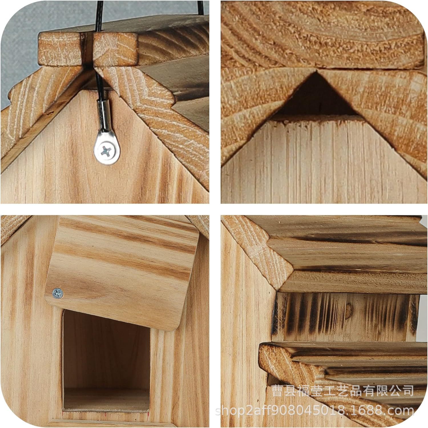 nido de colibríes transfronterizo de madera sólida ornamentos de pájaros de madera pastoral al aire libre nido de pájaros de tipo villa colgante de jardinería alimentador de pájaros image 5