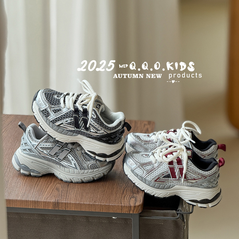 QQO童鞋 2025秋季新款儿童运动鞋男女童老爹鞋网面透气休闲跑步鞋|undefined