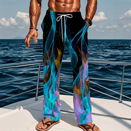 2024 Amazon Foreign Trade Cross-border Casual Versatile Color Gradient Letter Men's Casual Pants MR10