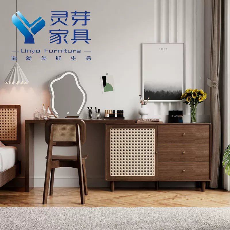 跨境外贸亚马逊卧室化妆台现代简约多功能一体柜化妆桌智能梳妆台