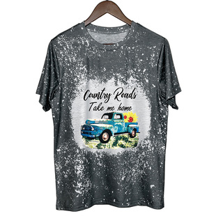 Europe and the United States cross-border Amazon summer women's fashion trend figure tie-dye ink dot not positioning printing short sleeve T-shirt DIY