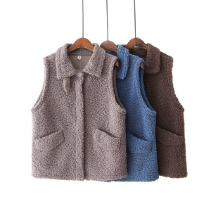 Large Size Women's Clothing 2021 Autumn and Winter Solid Color Warm Grain Velvet Vest Loose Casual 178306 for Covering Meat