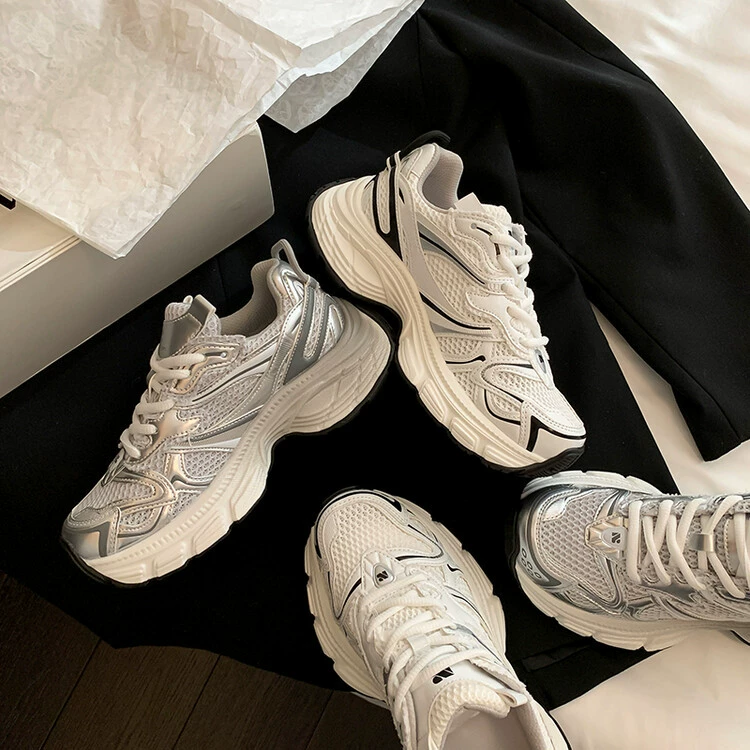 «Юношеская песня» 2024 весна и лето спортивная обувь толстого стиля Poonance и Dad Shoe Bar Web женские одиночные ботинки студенческие спортивные кроссовки