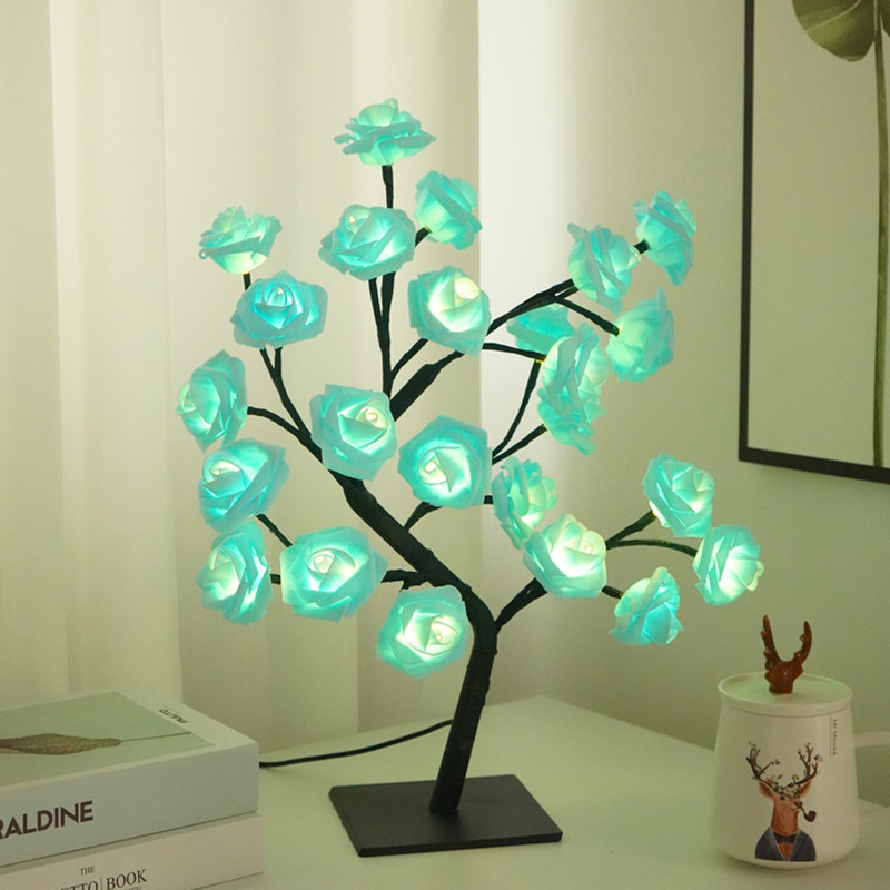 LED simulación lámpara de árbol de rosas Día de San Valentín boda base desmontable cadena de lámparas decorativas lámparas coloridas