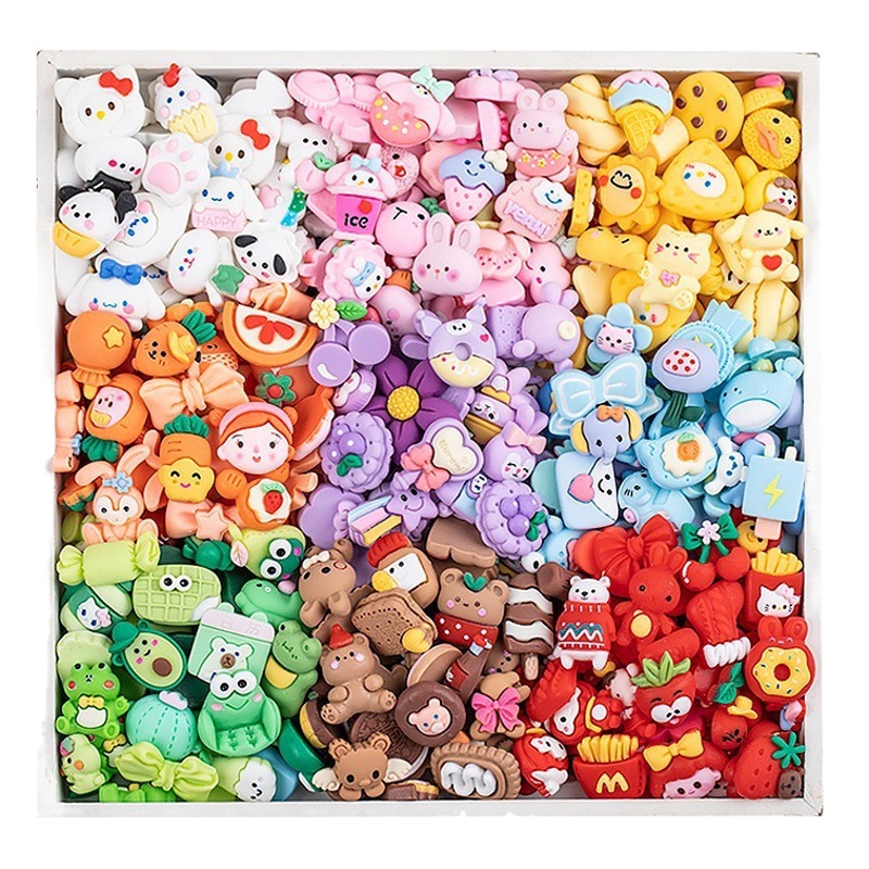 Resina accesorios de dibujos animados mezclado al por mayor DIY pegamento crema teléfono móvil Shell parche agua taza pegatinas caja almacenamiento materiales decorativos