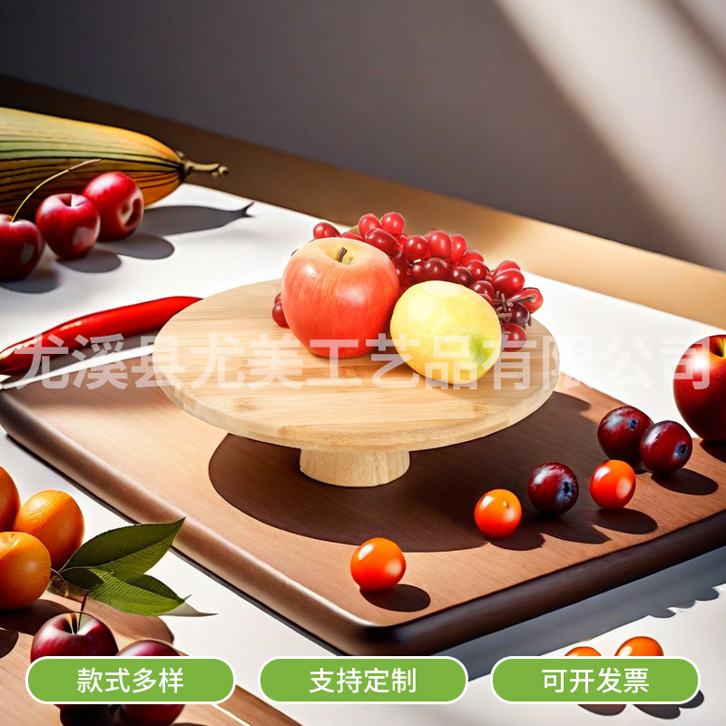 Bandeja redonda, banquete de hotel, descanso para el té, plato de frutas, mesa de té de la tarde, mesa de pasteles chinos de bambú y madera, estante de postres