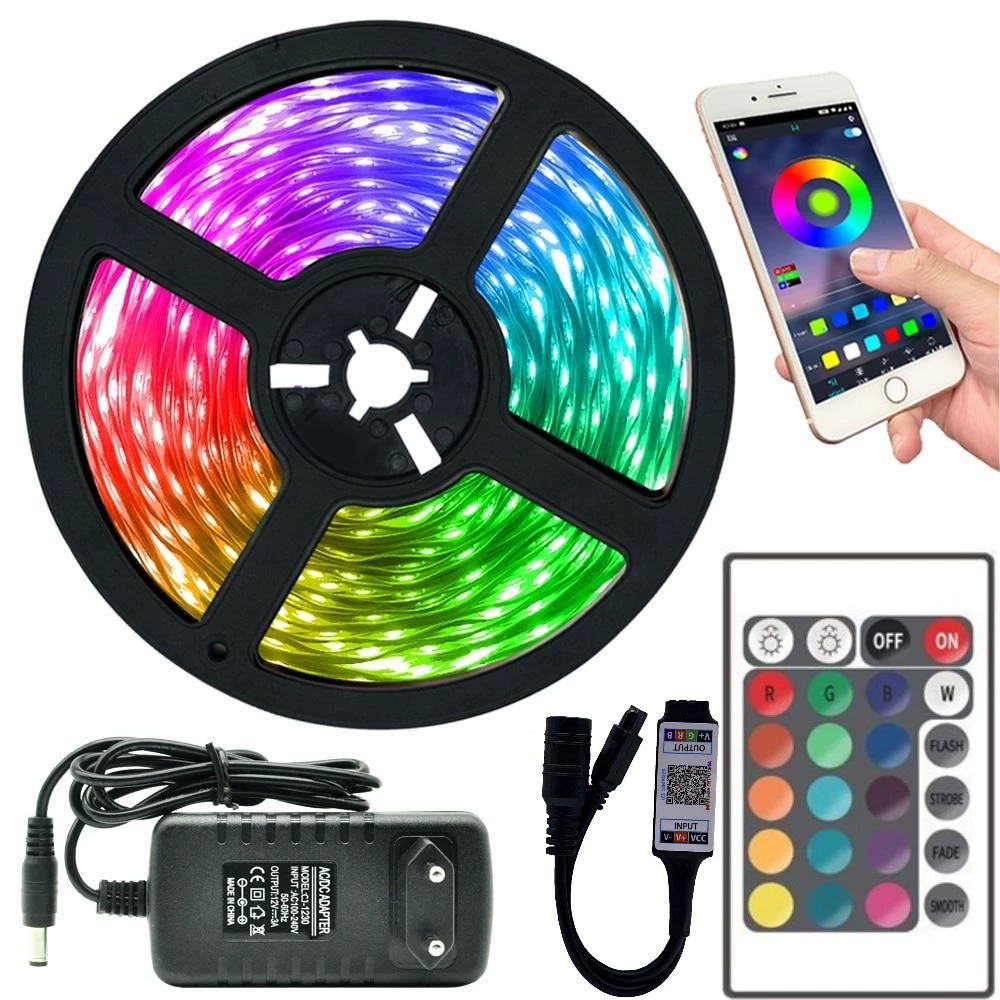 Светодиодная лента 12В RGB, водонепроницаемая и неводонепроницаемая комплекты, 2835-54 и 5050-30, 5–10 м