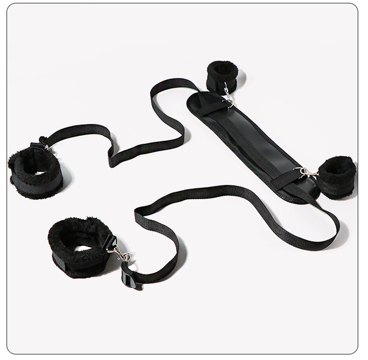 SM-Style Leg Restraint Straps with Blindfold, Nylon Bondage Training Set, Black — detail image 10