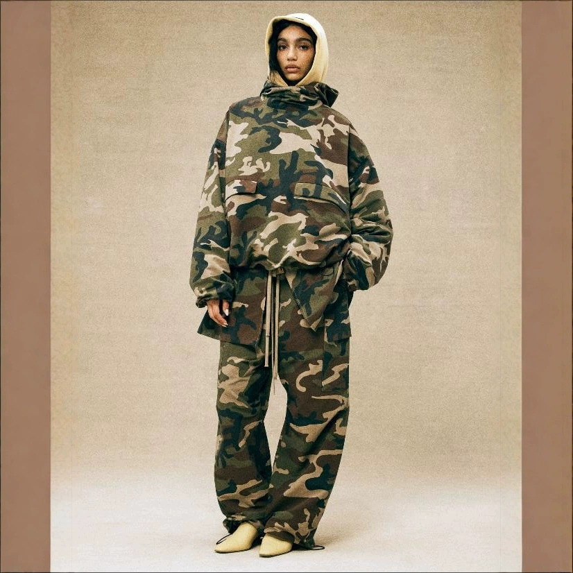 Основы 24fw многокарманные худи с шнурком смещение американский хай-стрит брендFog униisex свободные камуфляжные комбинезоны брюки