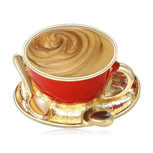 New Exquisite Creative Alloy Enamel Coffee Cup Brooch Personalized Creative Women's Clothing Corsage Jewelry Pin