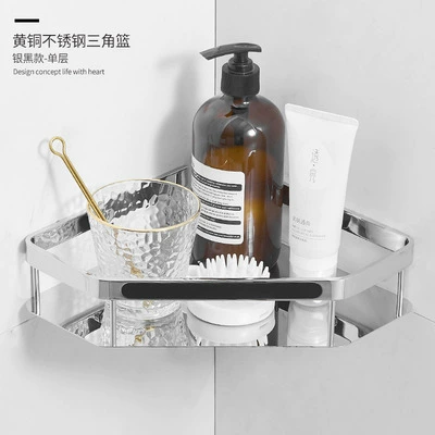 Bathroom Black Golden Triangle Board Blossom Blue bathroom corner frame wall -mounted shower shower shower gel storage rack