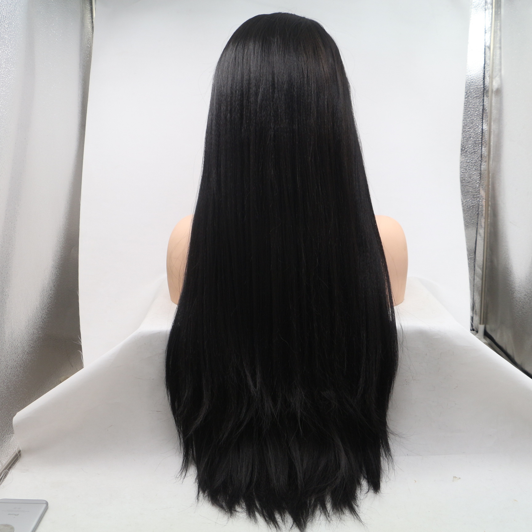 Europa y América pelucas de cabello largo recto encaje negro transfronterizo nuevo encaje frontal pelucas