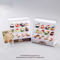 ミニおもちゃのケーキのデザートのシミュレーションの戸棚のミニチュアは食べ物をシミュレーションして遊んで模型のままごとのシーンの小さい置物を収納します。