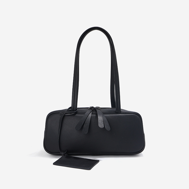 Top Grain Cowhide Leather Shoulder Bag Large Capacity Boston Bag Women's Genuine Leather Underarm Bowling Retro Handbag Pillow Bag - Thumbnail 2