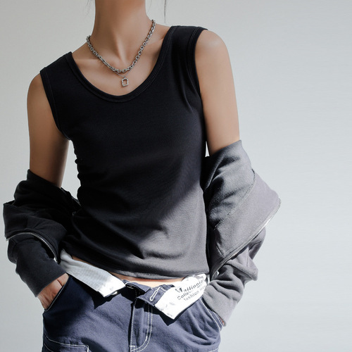 V-neck basic reversible black threaded cotton camisole women's inner sleeveless outer top
