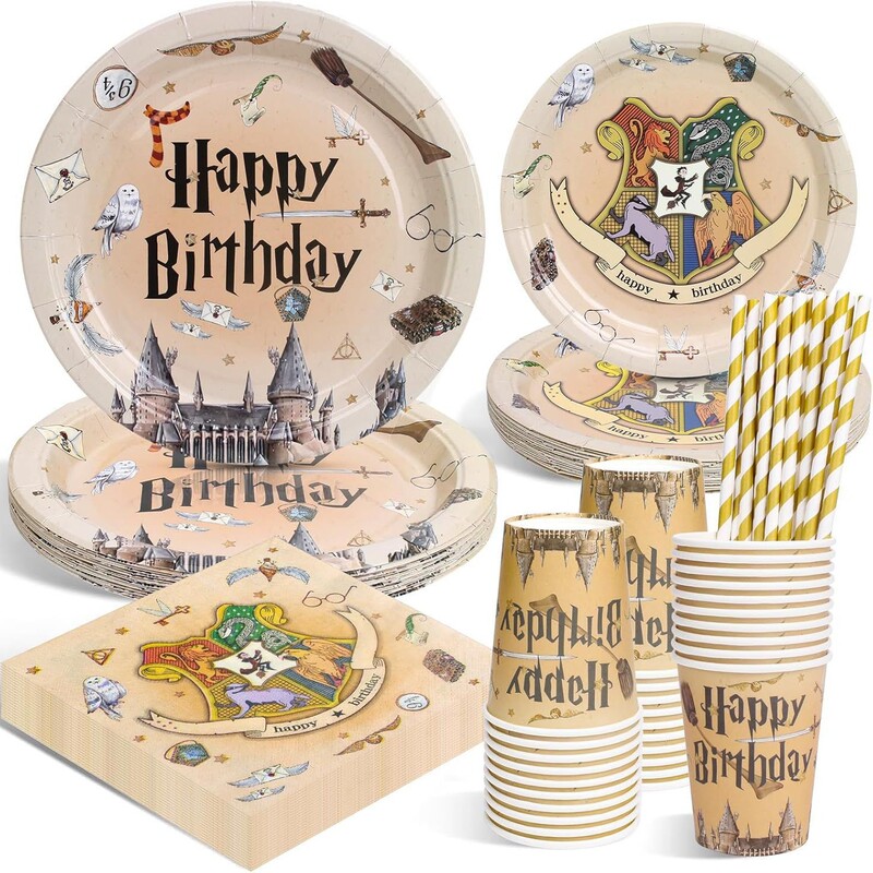 Harry Potter Theme Party Tableware Set Magic Castle Decoration Kidsren's Disposable Paper Plates Paper Cups Paper Towels