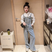 女童牛仔背带裤套装春秋2025新款洋气百搭儿童女大童连体裤子春装