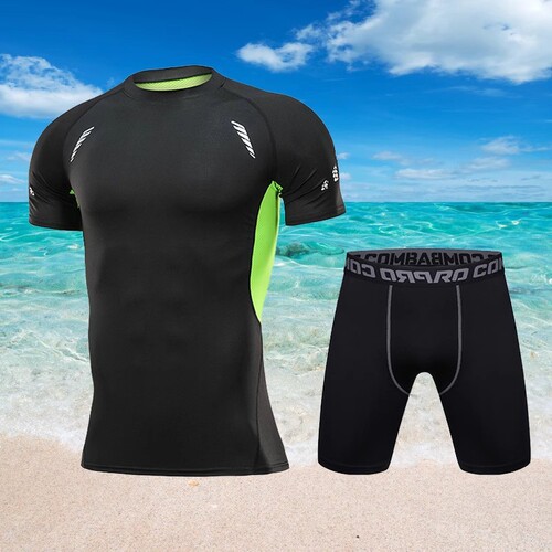 Cross-border swimsuit, men's top, long-sleeved pantsuit, swimming trunks, swimming equipment, sunscreen swimsuit, surfing, hot spring, jellyfish diving