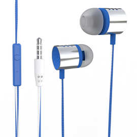 圆头直插型 线控入耳式有线耳机双色线电镀壳高音质耳塞厂家直销