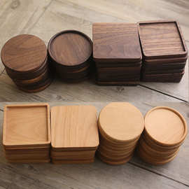 包邮黑胡桃木方形茶托垫禅意木质垫子家用隔热实木茶杯垫