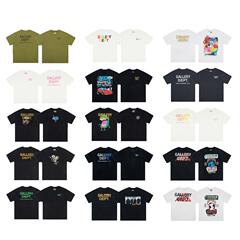ギャラリーデパートプリント半袖アメリカンファッションブランドレトロダメージヴィンテージハイストリートルーズラウンドネックTシャツ男性用