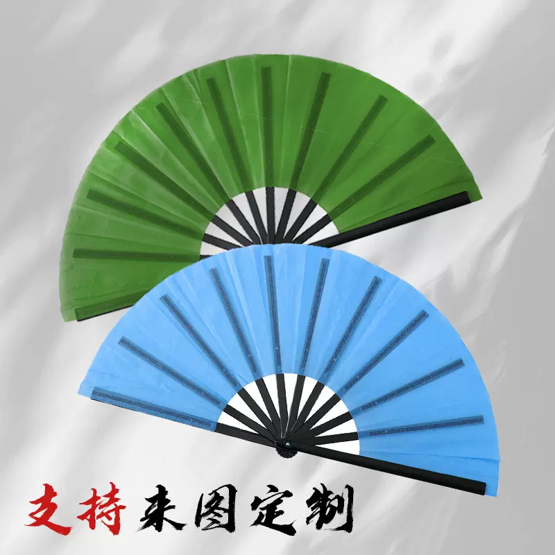 太极功夫扇单面武术扇塑料扇骨表演扇10寸随身礼品扇黑骨单色折扇