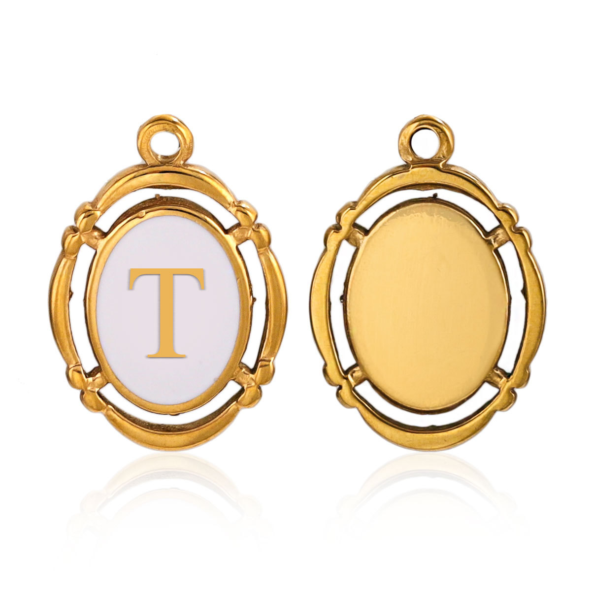 Colgante de letra de gota de aceite blanco oval de acero inoxidable A- Z letra hexagonal colgante accesorios de joyería DIY colgante