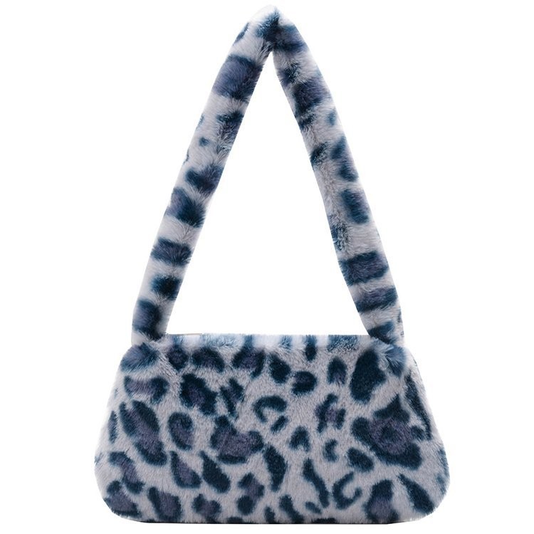 Bolsa de hombro axila 2023 nueva moda bolso de hombro portátil estilo occidental chica caliente estampado de leopardo ins bolso de las mujeres bolsa de felpa