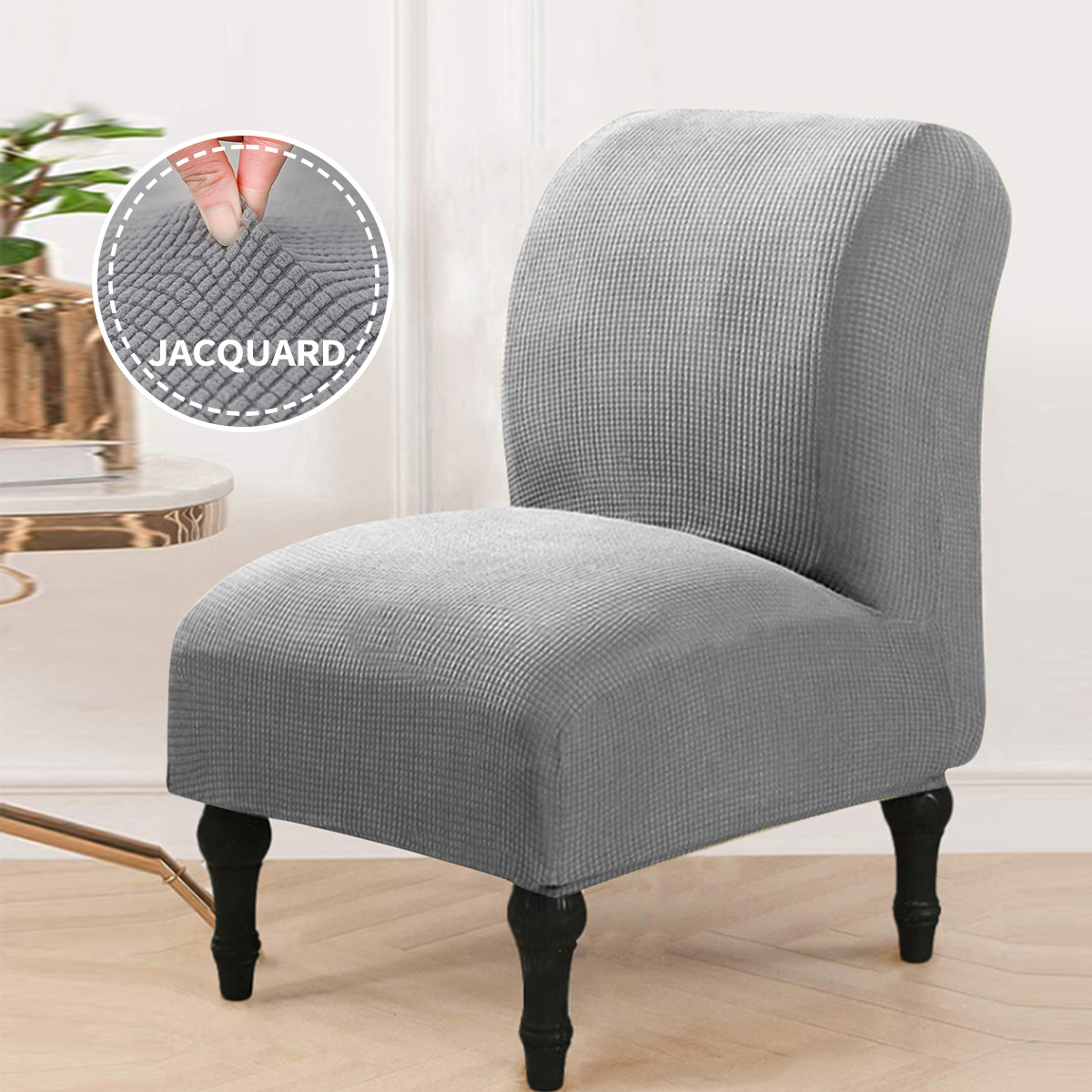 Housse de tabouret universelle épaisse en polaire extensible unie, pour canapé et fauteuil large, sans accoudoirs, style hôtel._voghion.com