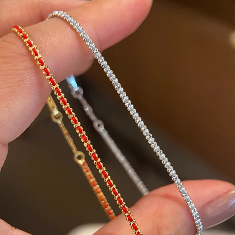 Little Red Book recommend French Red Rope Woven Blue Rope Bracelet Women's Lucky Year Adjustable Couple's Bracelet