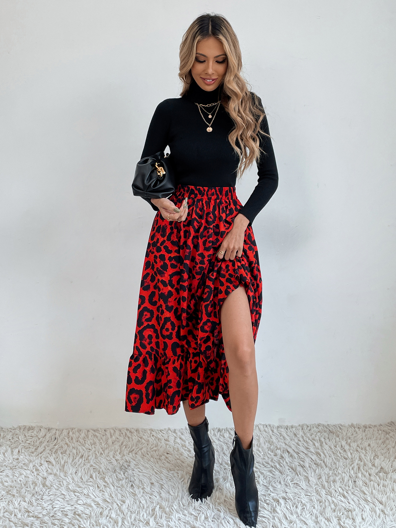 182g Weight Midi Dress Dress Length Type Skirt Dresses Type Spandex, Polyester Fabric Type High Waist Waist Line Inelastic Elasticity Holiday, Daily Occasion Regular Fit Fit Type Ditsy Floral, Leopard Pattern Spring, Autumn Season Women's Gender Casual, Streetwear Style Spring Autumn Casual Streetwear Ditsy Floral Leopard Spandex Polyester Midi Dress Skirts 38