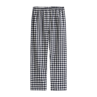 MUINI Japanese Nippon Pajama Pants Women's Double-Layer Yarn Pure Cotton Home Pants Men's Plaid Flannel Pants Autumn and Winter Couple's Style