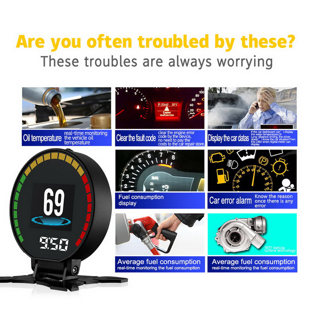 P15 Intelligent Driving Computer Obd2 System 2.84inch Lcd Color Screen Information Does Not Require Reflection for Hud Head-Up Display