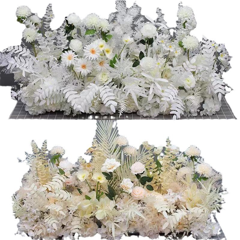 새로운 결혼식 장소 꽃꽂이 T-무대 장식 꽃꽂이 도로 안내 꽃 결혼식 무대 배경 장식 가짜 꽃 시뮬레이션 꽃 예술