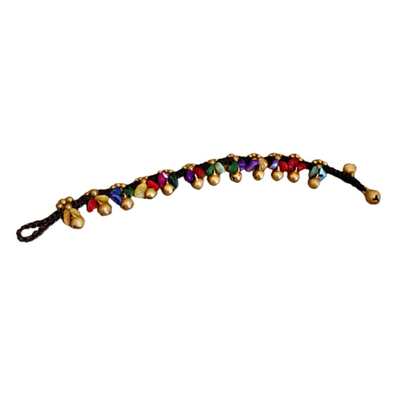 Nuevo estilo chino colorido arroz cuentas anillo campana trenzado cuerda pulsera artística retro pulsera estilo étnico todo partido pulsera para mujeres