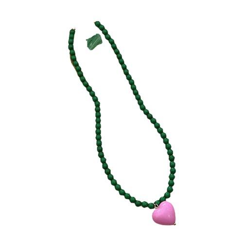 Sweet and cute girly style candy-colored love clavicle chain versatile necklace Korean new beaded pearl necklace