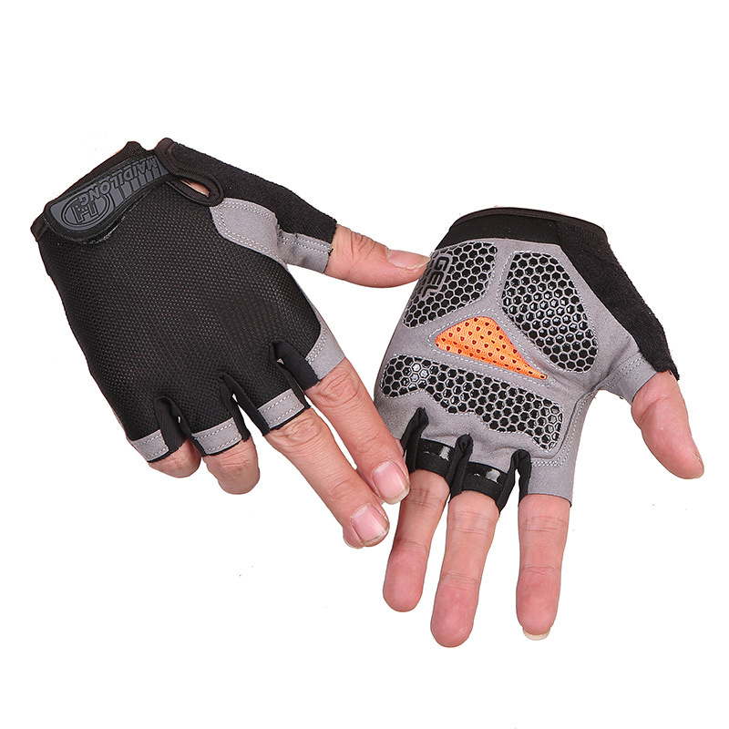 Plegable neto equitación fitness halterofilia medio dedo guantes tácticos fitness deportes al aire libre hombres y mujeres guantes de protección solar