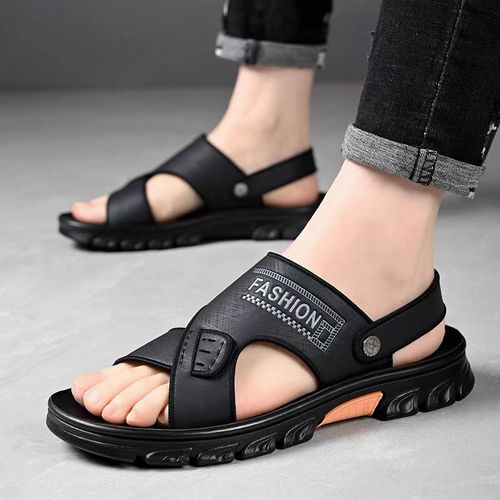 Men's Slip-on Summer Casual Mid-Age Dad Beach Shoes Outwear Thick Sole Durable Shoes