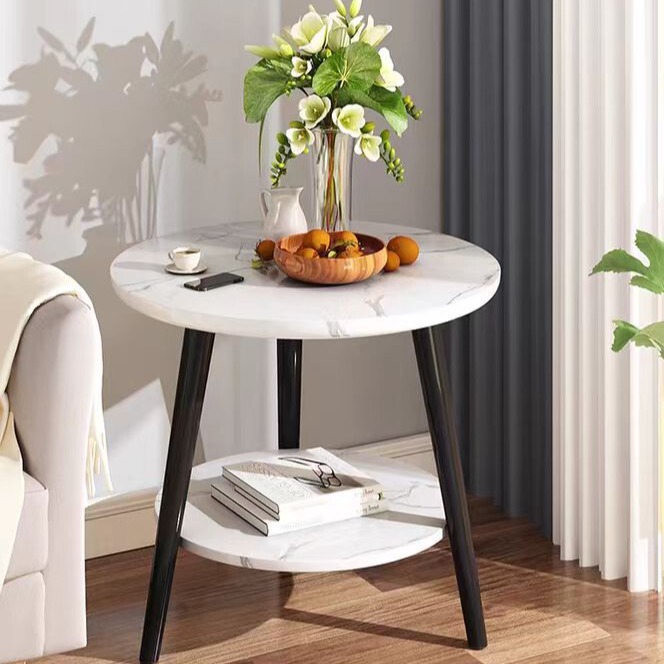 Nordic Sofa Side Table Household Living Room Small Round Table Light Luxury Small Apartment Bedside Balcony Simple Table for Bedroom