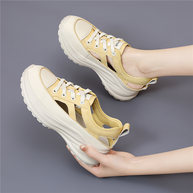 Giày sneaker nữ chunky đế dày lưới thoáng khí mùa hè 2026 — 6159 Màu vàng, 6159 Màu be
