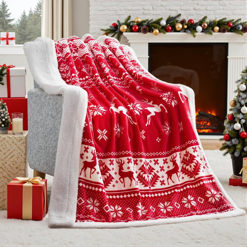 クリスマス毛布柔らかいフランネルクリスマス毛布暖かいぬいぐるみ祭り装飾毛布冬の快適なソファ毛布|undefined