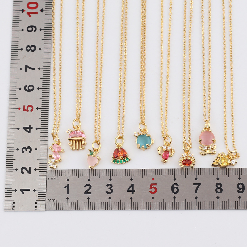 Cute Animal Fruit Copper Necklace Inlay Zircon Copper Necklaces
