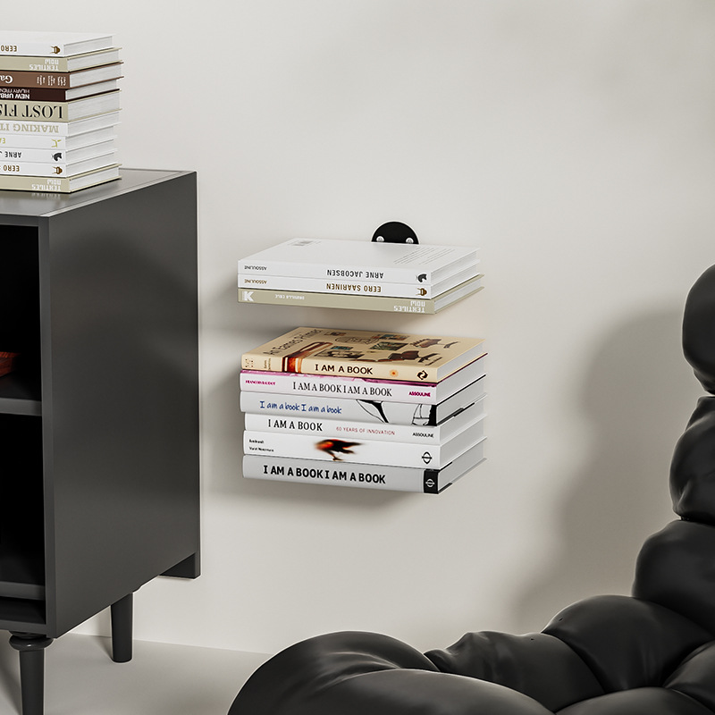 Nuevo gancho de pared de metal sin perforación estante de libros invisible estante de almacenamiento de libros multifuncional estante de almacenamiento de libros doméstico