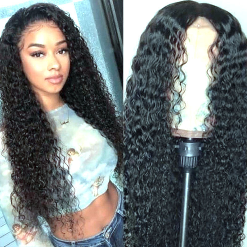 Amazon European and American New African Wig Women's Fashion Black Curly Hair Medium Parted Bangs Full Headgear Wigs