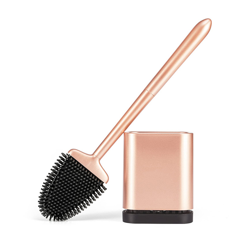 Fábrica personalizada de silicona montada en la pared no muerta ángulo de limpieza mango largo cepillo de pegamento flexible cabeza traje de limpieza de inodoro cepillo de inodoro