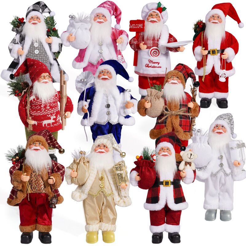 越境クリスマス新商品 プラスチック製サンタクロース人形 ショーウィンドウ装飾用品 12inch 立ち姿サンタクロース|undefined