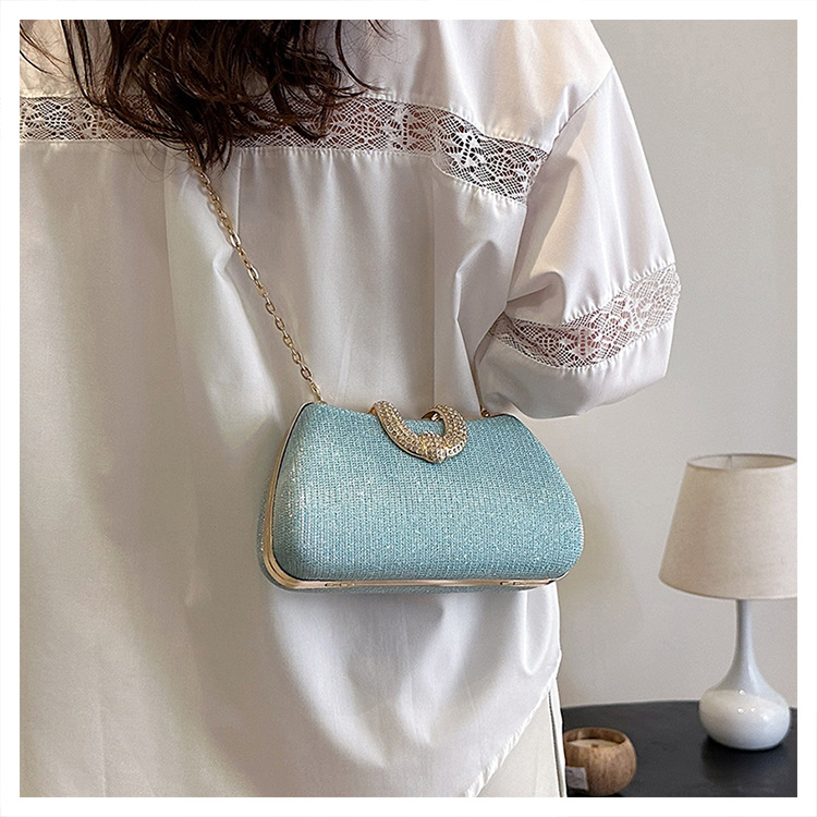 Chain Strap Type PVC Solid Color Square Evening Bags