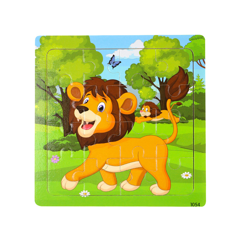 16 piezas de puzzle de madera para niños animales dinosaurios dibujos animados puzzle plano de madera para bebés de educación temprana juguetes de inteligencia image 59