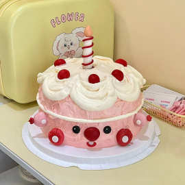 小红书同款网红可爱粉色小海狸软萌蜡烛人软陶蛋糕装饰插件配饰